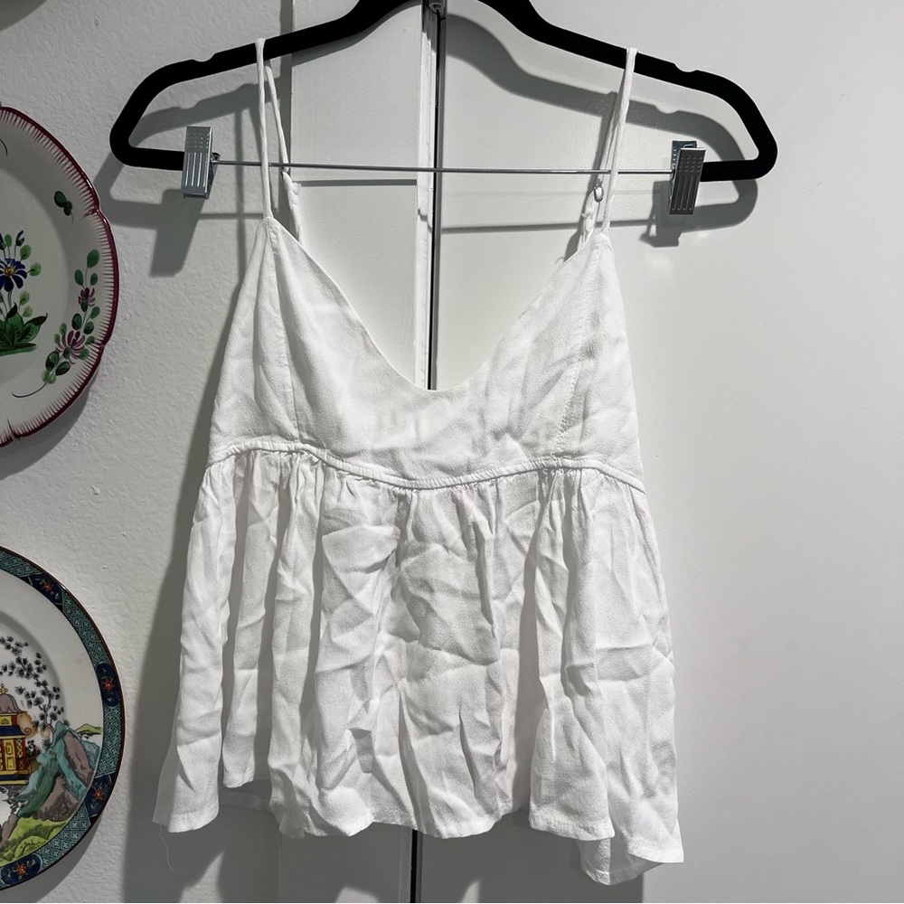 Brandy Melville White Crop Tank Blouse Back Tie